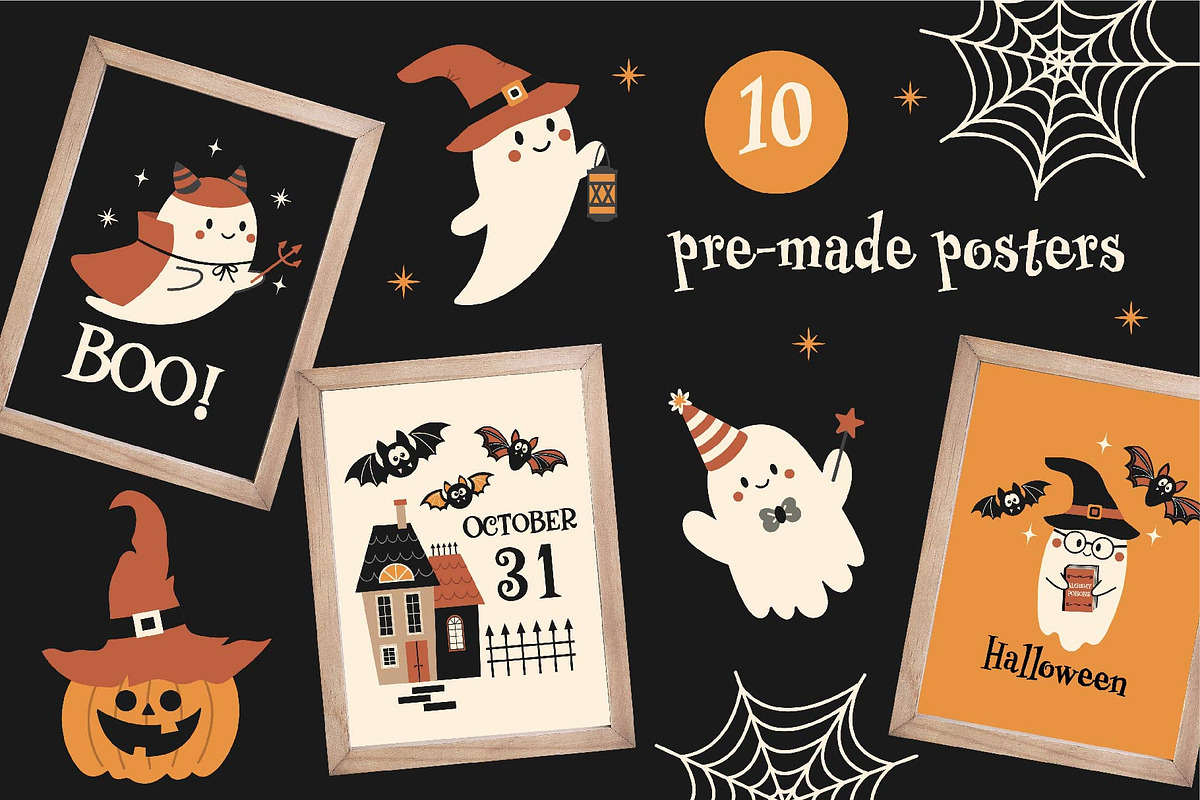 Hey BOO! Cute ghost clipart, a Seasonal Illustration by EltaMaxArt (Photo 5 of 14)