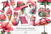 Whimsical Pink Summer Poolside Clipa, an Illustration by Design Market (Thumbnail 1 of 5)