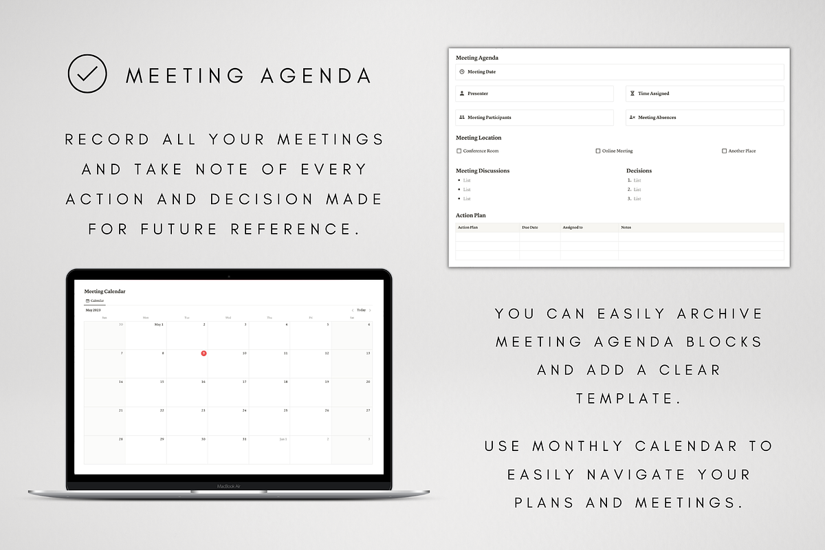Digital Meeting Journal for Notion, a Templates & Theme by BRANDcontent (Photo 4 of 6)