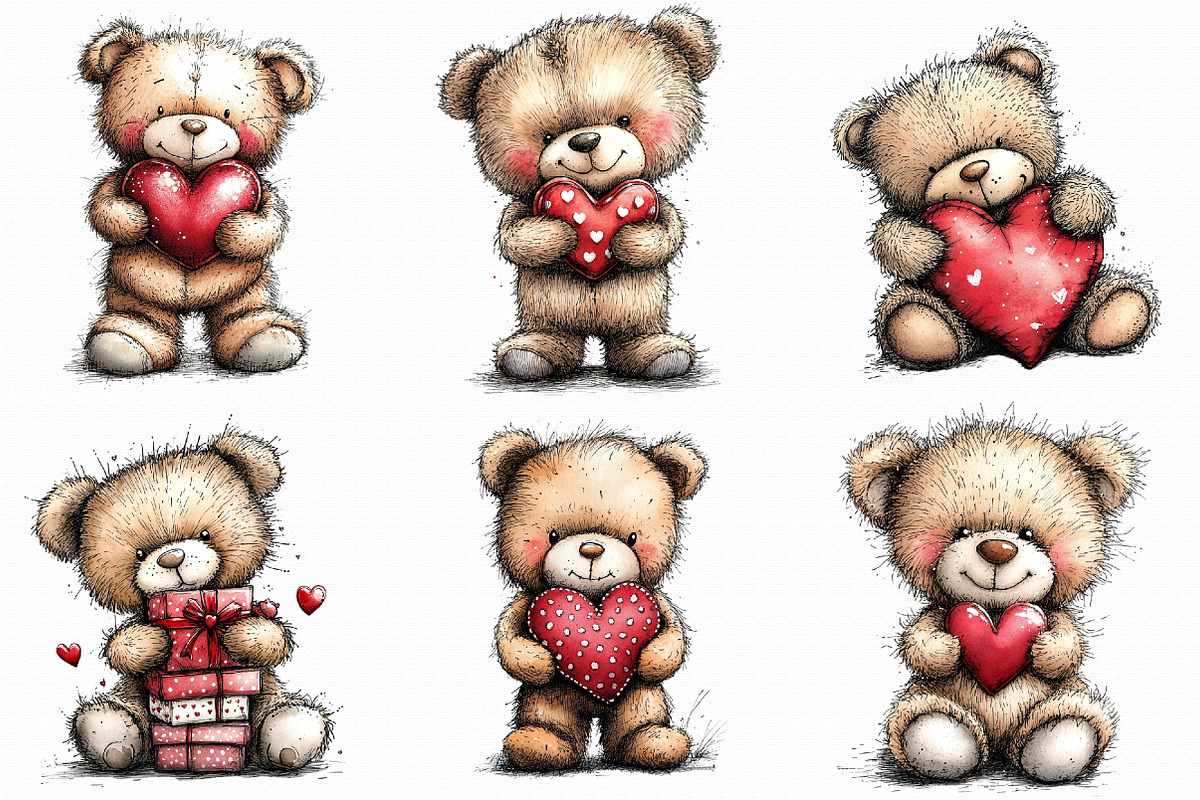 Whimsical Valentine Teddy Bear Clipa, an Illustration by Libby Wishes (Photo 8 of 9)