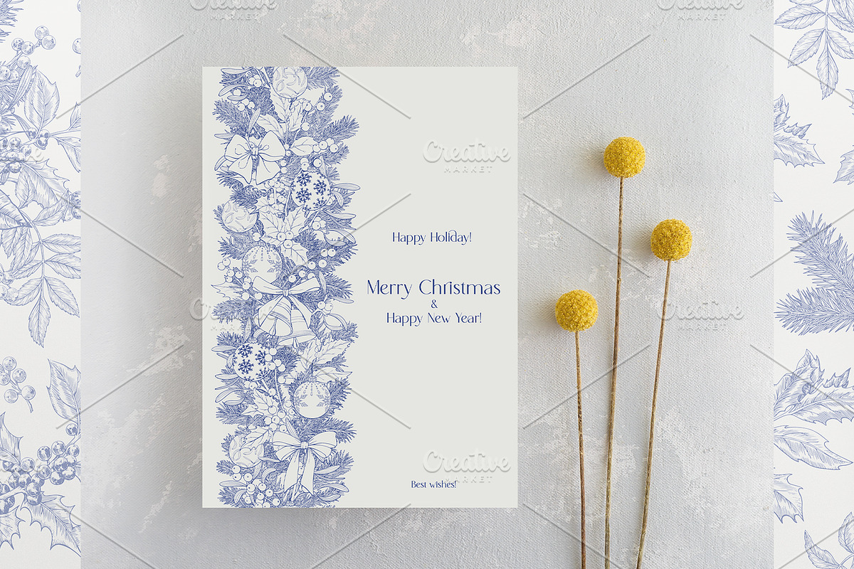 Christmas patterns Vol.2 Toile blue, a Pattern Graphic by ON_lineart_store (Photo 8 of 10)