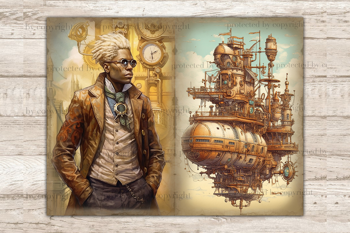 Steampunk Junk Journal Paper, a Person Illustration by GlamArtZhanna (Photo 2 of 9)