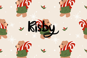 Christmas Bear Candy Cane Seamless