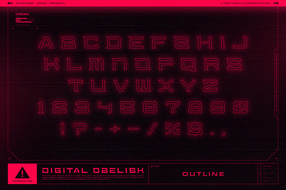 Digital Obelisk – A Cyberpunk Font, a Serif Font by Pathfinder Goods (Photo 4 of 9)