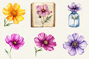 Watercolor Cosmos Flower Clipart, an Illustration by OK Design (Thumbnail 3 of 5)