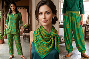 Green Paisley Pattern, a Pattern Graphic by ThaiByGaew (Thumbnail 3 of 3)