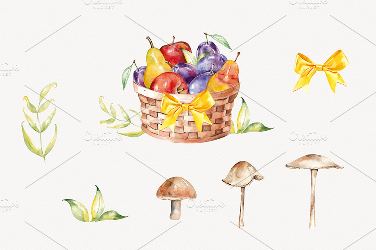 Autumn Harvest Watercolor Clipart, a Seasonal Illustration by STASIstudio (Photo 4 of 4)