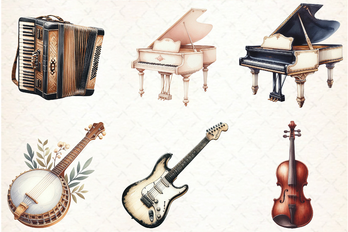 Musique Instrument Clipart-1, an Illustration by Libby Wishes (Photo 2 of 6)