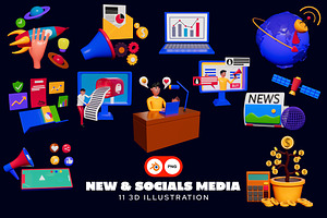 New And Socials Media 3D