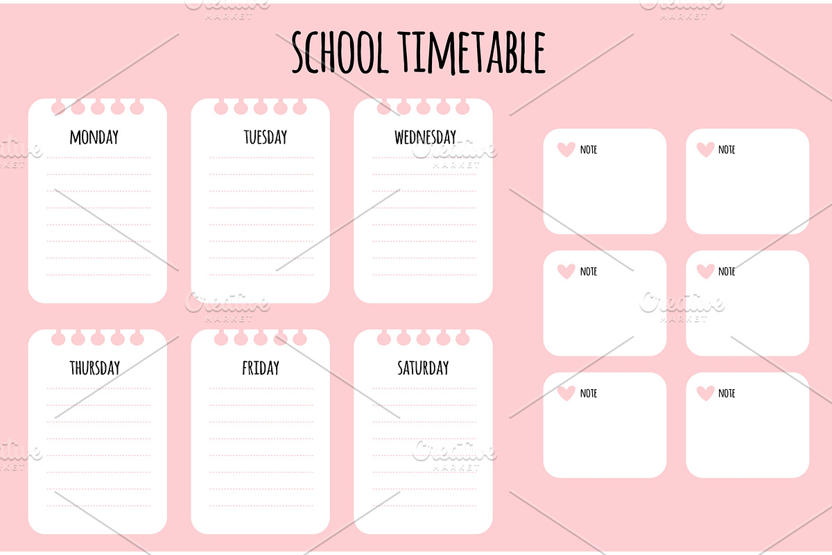 School weekly lesson schedule, an Object Illustration by Vectorbuum