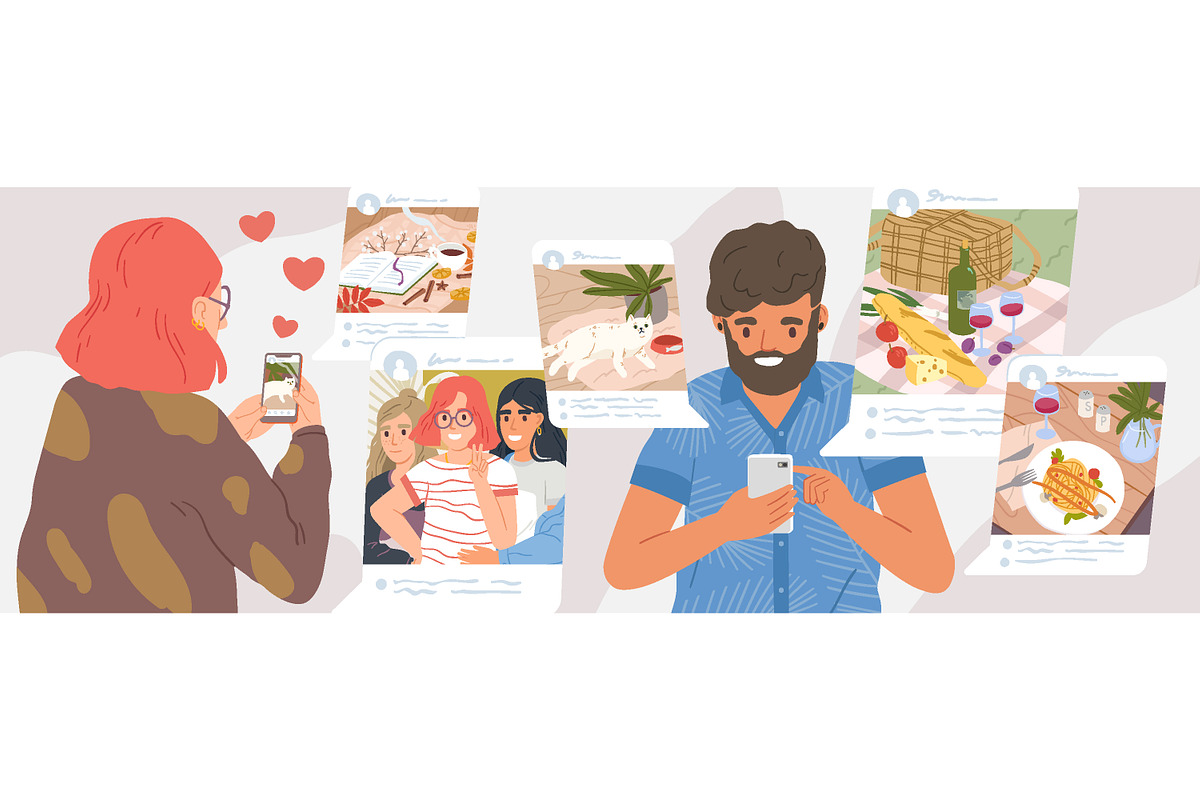 Sharing moments at social networks, a Person Illustration by Good Studio (Photo 1 of 3)