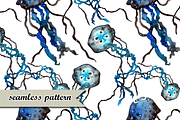 Watercolor whales & other creatures, a Pattern Graphic by 4erta (Thumbnail 2 of 6)