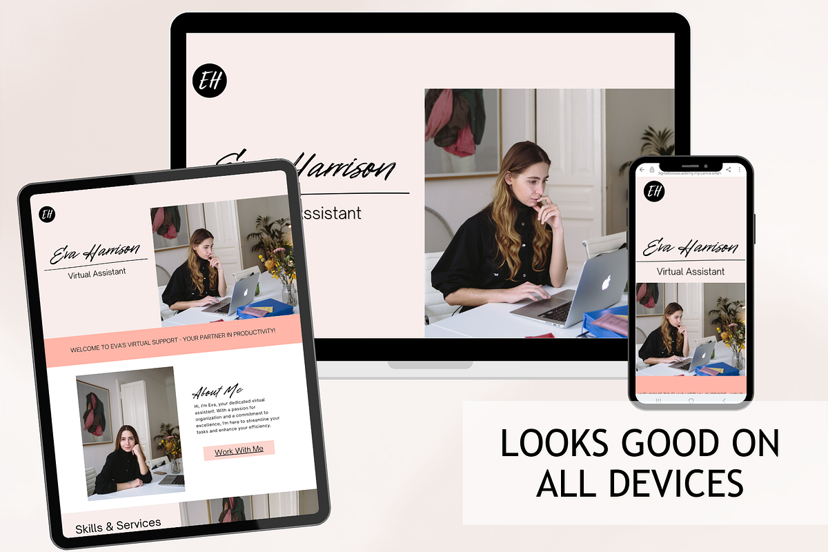 Virtual Assistant Website Template, a Landing Page Template by Mindful Digital Co. (Photo 2 of 8)