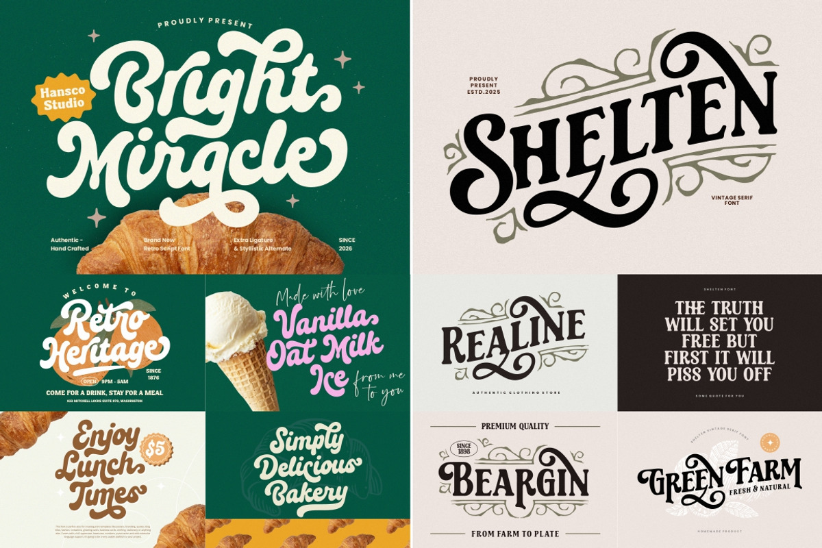 Amazed Vintage Font Bundle - SALE!, a Serif Font by HansCo Studio (Photo 3 of 13)
