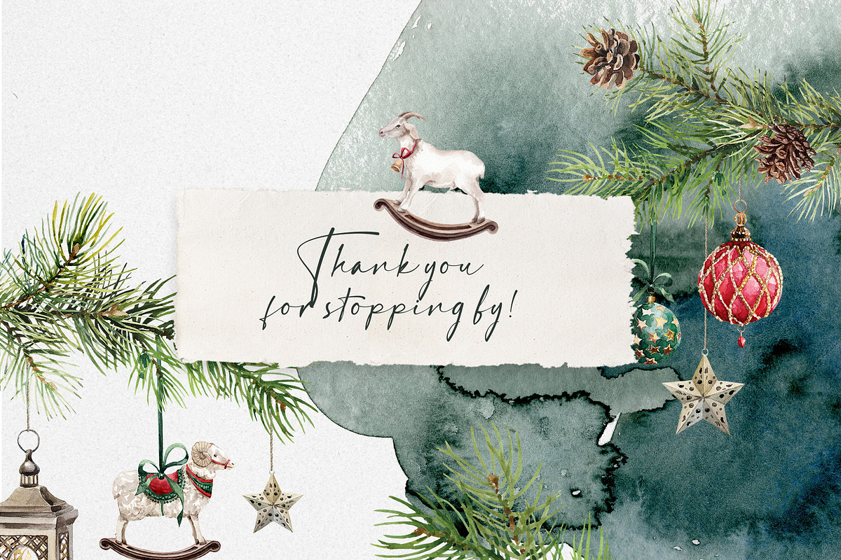 Christmas Mood. Watercolor clipart., a Seasonal Illustration by RushkinaAntonina (Photo 11 of 11)