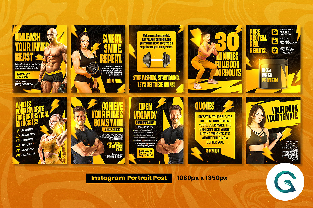 Gym Fitness Social Media Template preview 2