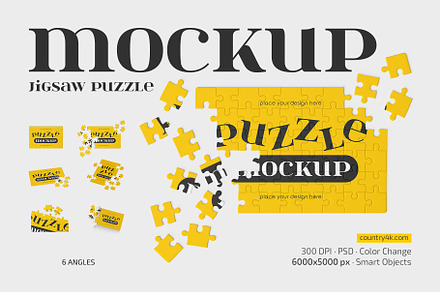 Jigsaw Puzzle Mockup Set, a Product Mockup by Country4k
