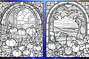 Stained Glass Autumn Coloring Pages, a Seasonal Illustration by Coco Bloom (Thumbnail 5 of 6)