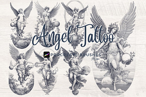 Angel Tattoo Clip Art Brush Stamp