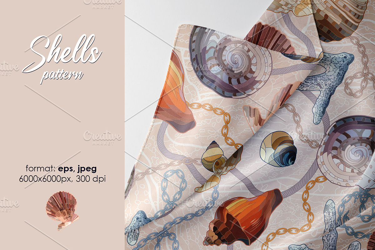 Seashells patterns collection, a Pattern Graphic by Sam2211 (Photo 4 of 13)