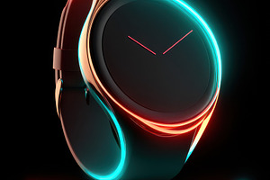 Sleek wristwatch with neon lights, a Technology Photo by AlyaAnd