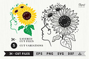 Sunflower SVG, DXF, PNG, Cut file, an Illustration by ClipartMuchLove (Thumbnail 1 of 11)