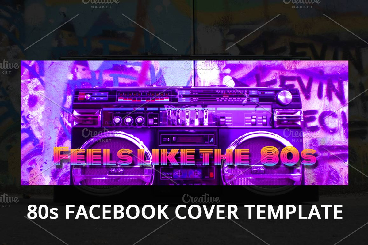 80s Facebook Page Cover Template, a Social Media Template by NeptuneDesign (Photo 1 of 2)