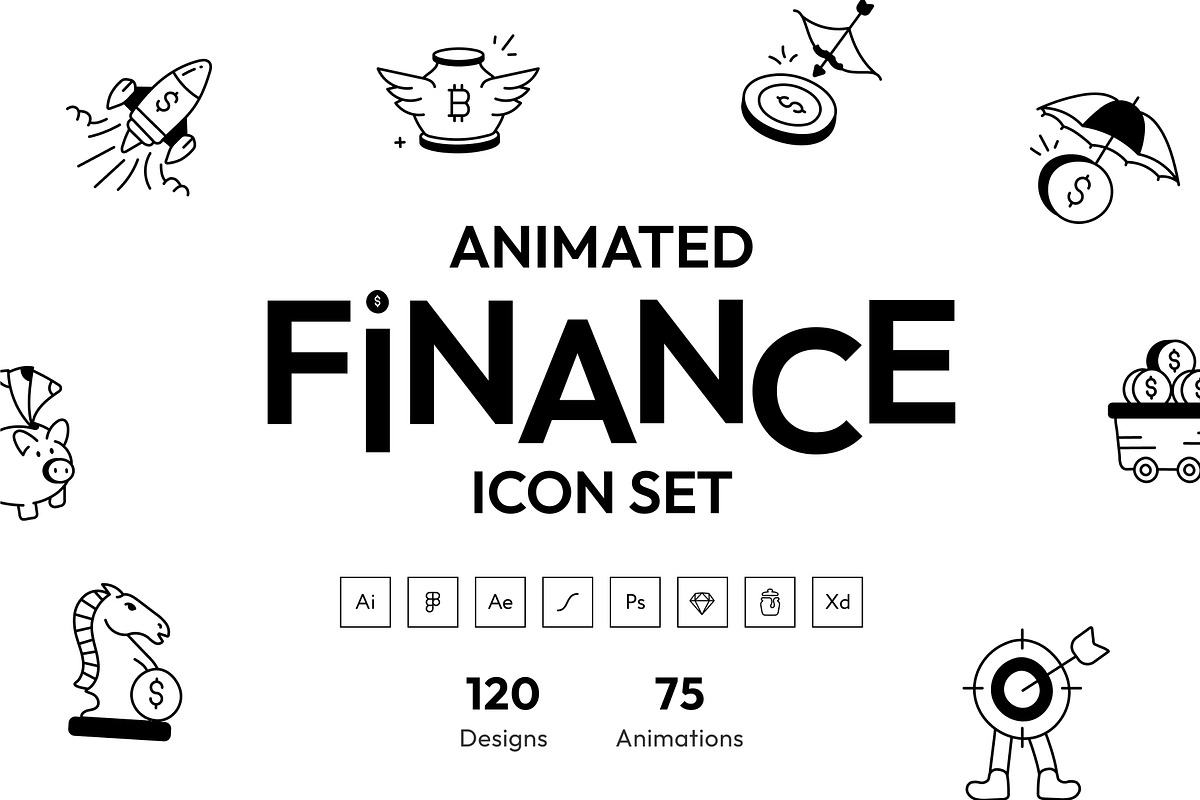 Animated Finance Icon Set, an Outline Icon by Vectors Market (Photo 1 of 8)