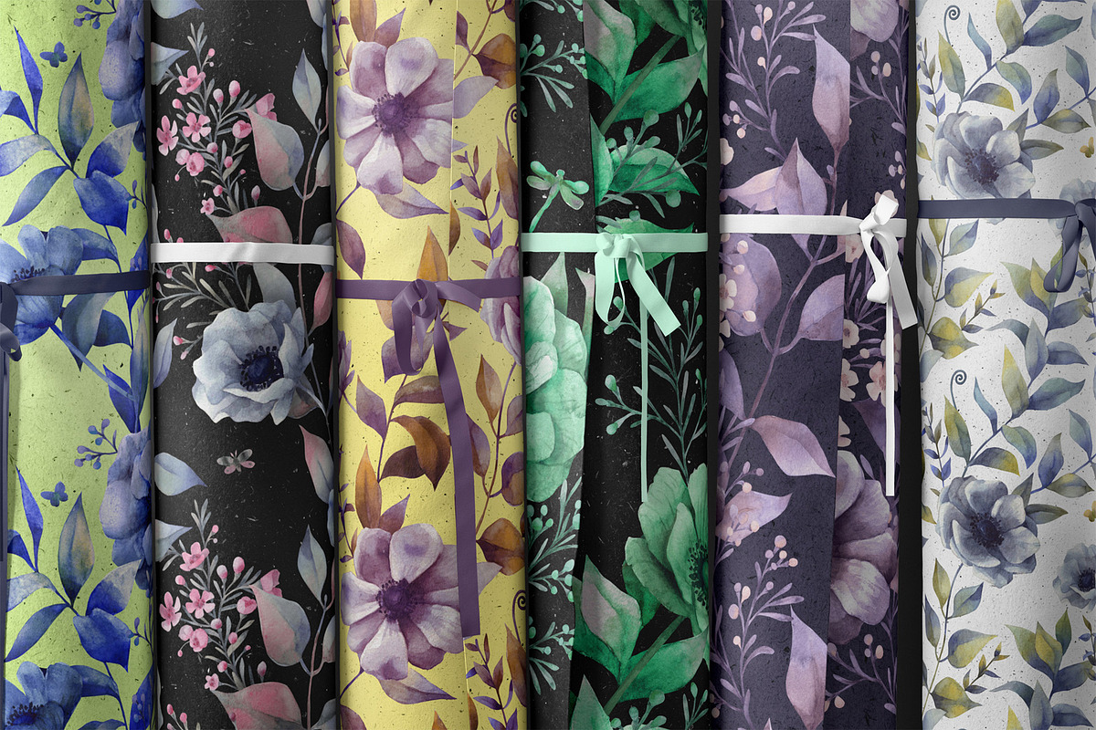 ANEMONE watercolor patterns set, a Pattern Graphic by Anastasia Koba (Photo 4 of 10)
