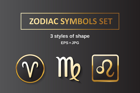 Golden Zodiak Symbols Vector Set