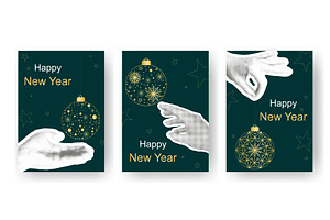 Set modern New Year's cards in, an Object Illustration by Tati_Kli