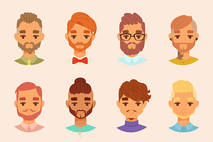 Character Various Bearded Man Face