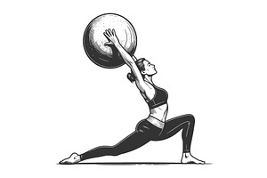 Woman Exercising Fitness Ball, a Sport Illustration by AlexArt