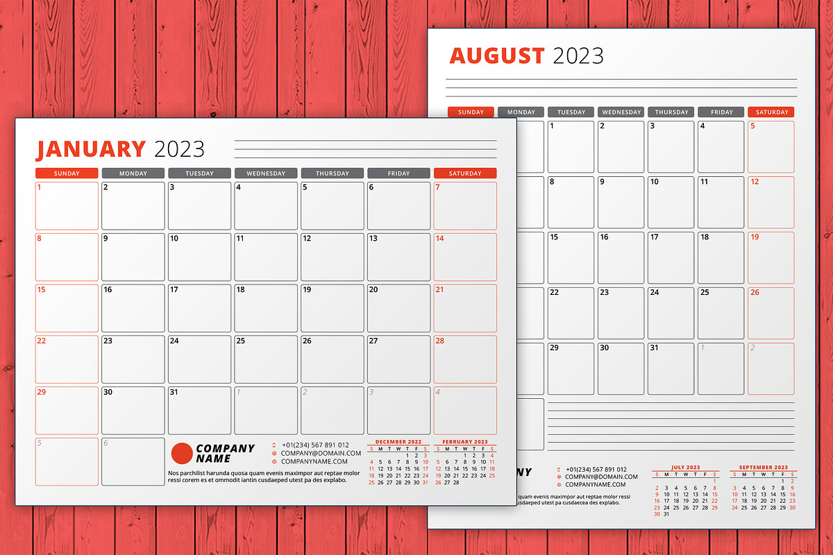 Monthly Planner 2023 (MP038-23), a Stationery Template by mikhailmorosin