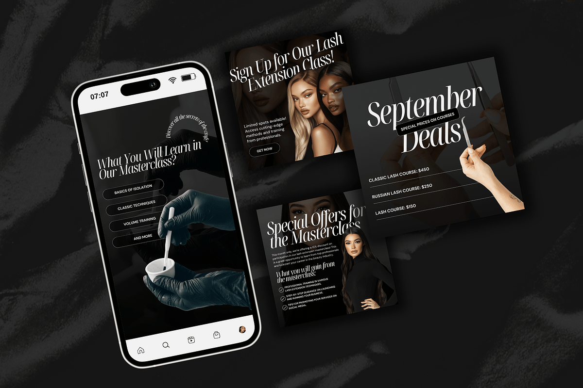 Lash Tech Trainer Canva Templates, a Social Media Template by Xenié Creative (Photo 8 of 10)