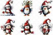 Quirky Christmas Penguin Clipart, an Illustration by Black Bird Studio (Thumbnail 5 of 6)