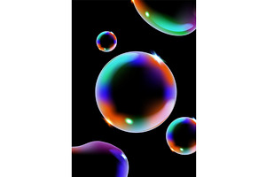 Glowing soap bubbles on black, an Illustration by the8monkey
