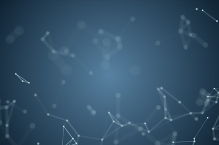 Abstract blue blurred geometry wireframe network and connecting, an Abstract Photo by Ministocker