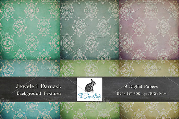 Jeweled Damask Background Textures preview 6