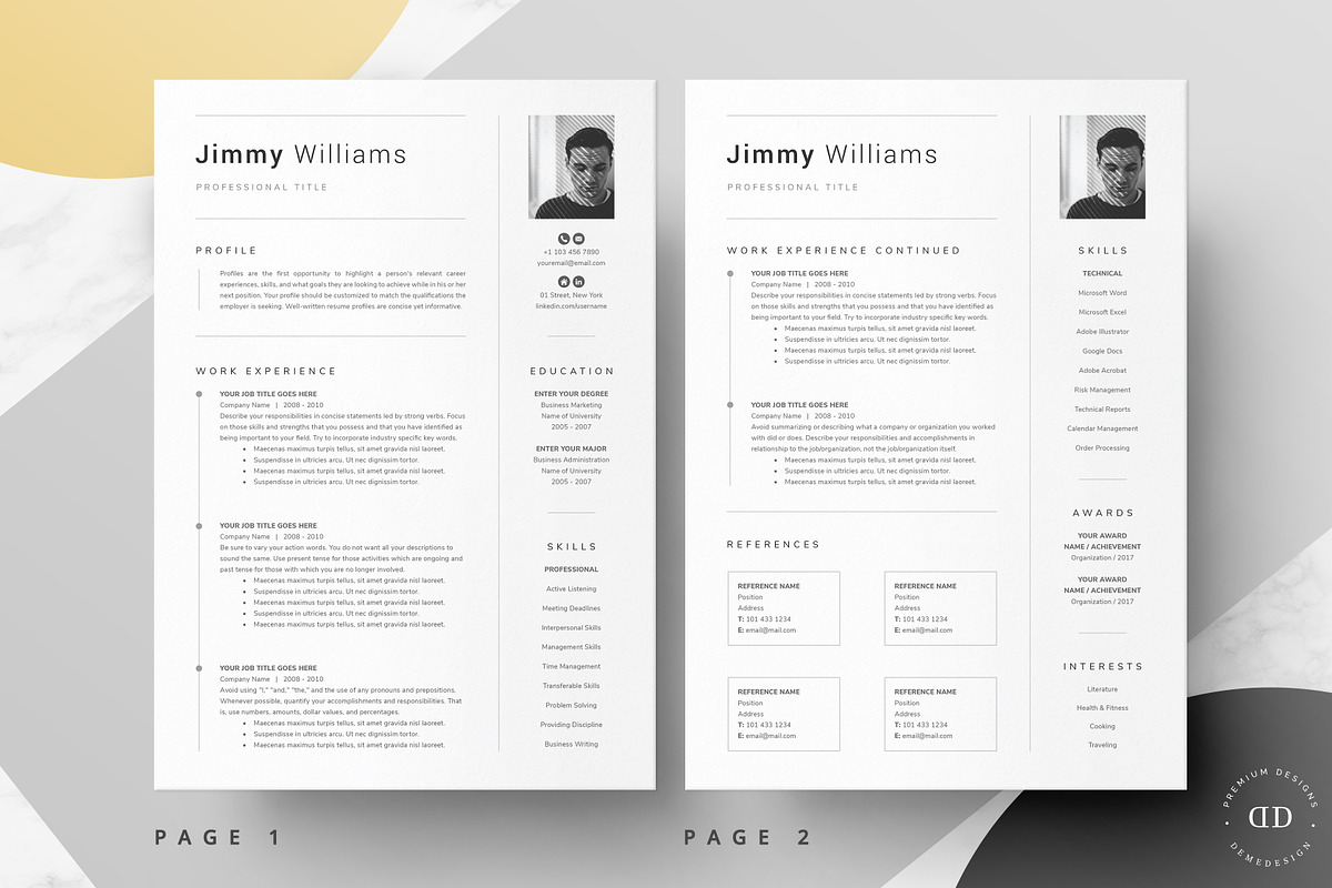Word, Pages Resume Template Kit, a Resume Template by DemeDesign (Photo 2 of 6)