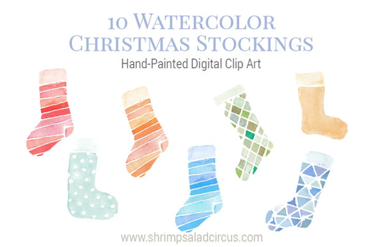 Watercolor Christmas Stockings, an Illustration by Shrimp Salad Circus (Photo 1 of 5)