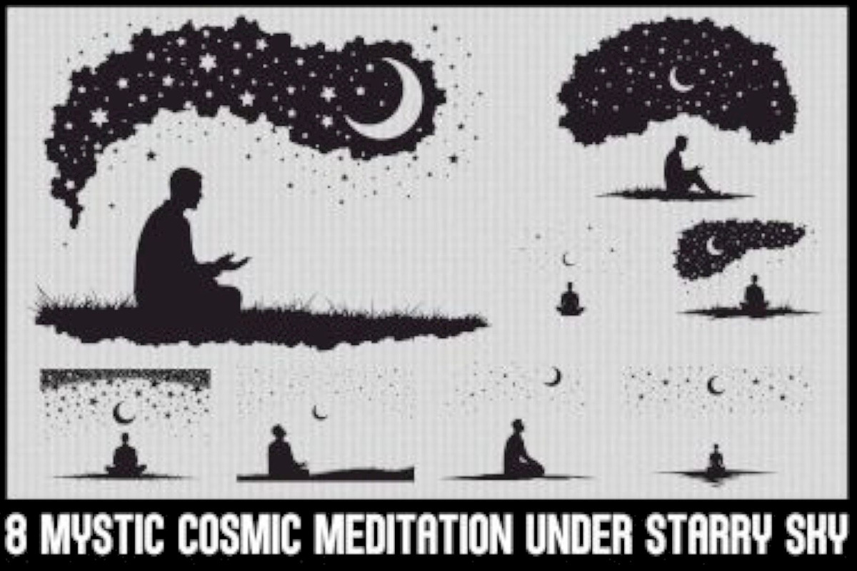 Cosmic Yoga Silhouettes Set, an Illustration by BIPLOB EXPERT (Photo 1 of 9)