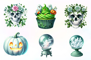 Green & White Halloween Clipart, an Illustration by CreationArt (Thumbnail 2 of 9)