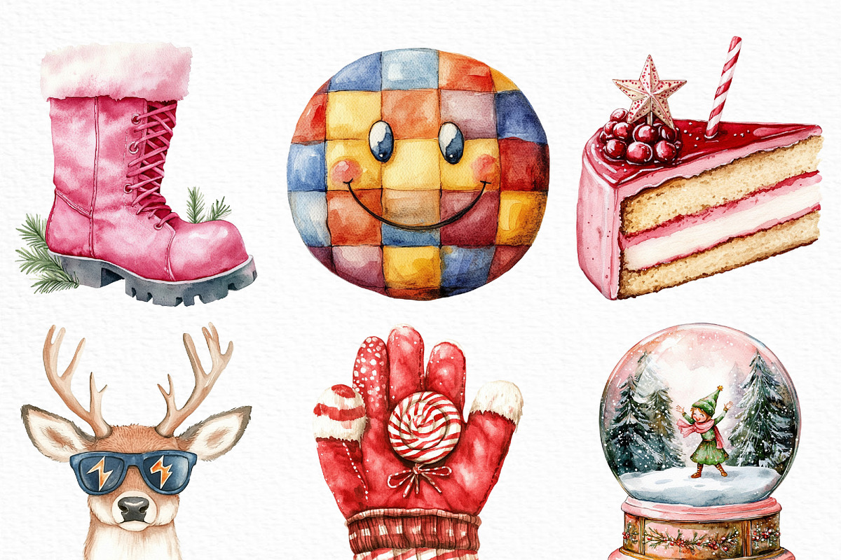 Cute Funky Christmas Clipart Bundle, an Illustration by Craft Nest (Photo 5 of 6)