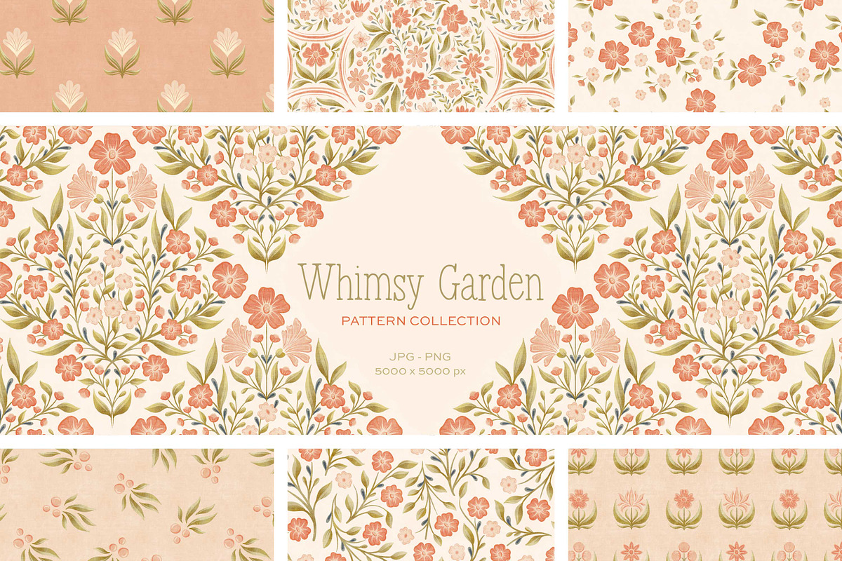 Whimsy Garden Floral Patterns, a Pattern Graphic by Eclectic Anthology (Photo 1 of 14)