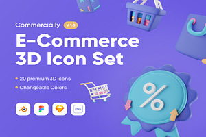 Commercially -E-Commerce 3D Icon Set