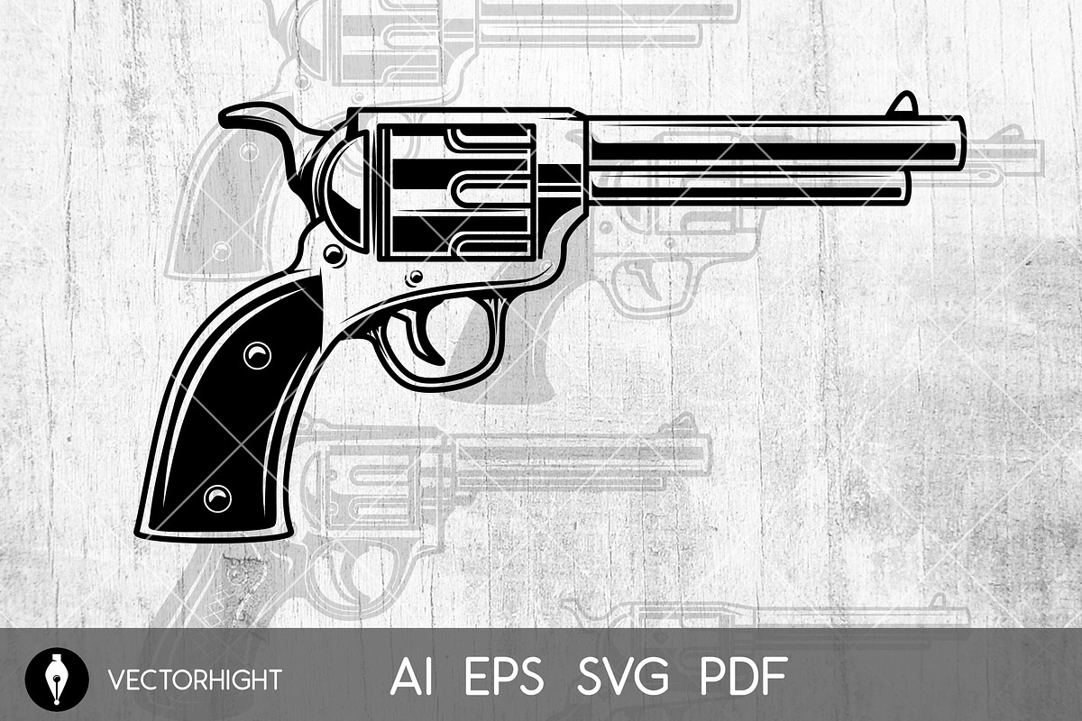 Set of revolvers on white bg, an Object Illustration by Vectorhight (Photo 3 of 5)