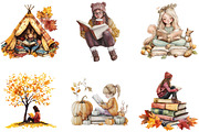 Back to School Autumn Clipart Girl, an Illustration by cherrydesign (Thumbnail 3 of 3)