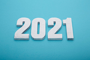 Flat lay happy new year 2021 celebra containing year, new year, and goal