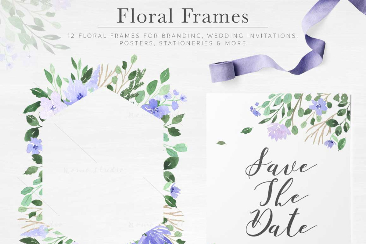 Violet Florals & Greenery Leaves, an Illustration by Momo Studio (Photo 4 of 19)